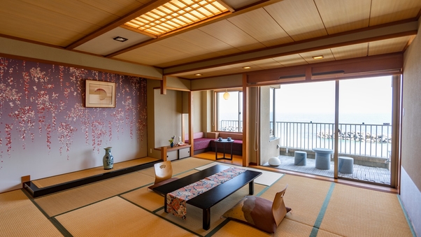 【3〜5階角部屋、和室13畳】日本海と大山を望む露天風呂付